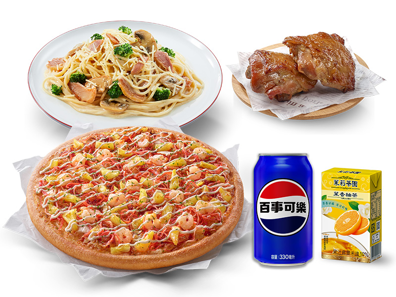 必勝客-【外帶/外送】9吋鬆厚比薩 ($410以下任選)+起司麵2選1+熱烤副食4選1+飲料2選1