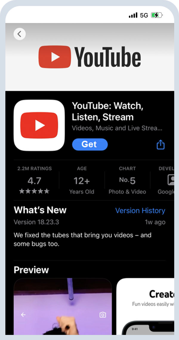 開啟YouTube APP